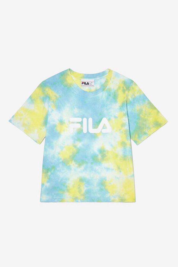 Camisetas Fila Mulher Azuis/Luz Verdes - Fila Hannah Tie Dye En Portugal,HOUW-17805